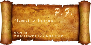 Plavsitz Ferenc névjegykártya