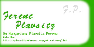 ferenc plavsitz business card